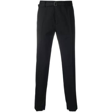 belted tapered trousers