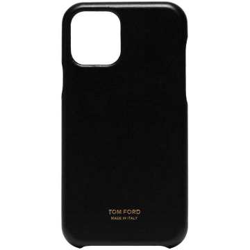black logo leather iPhone case