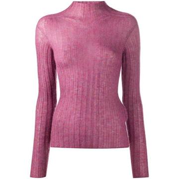 high-neck ribbed jumper