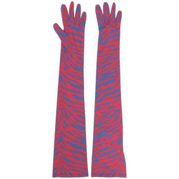 zebra-pattern longline gloves