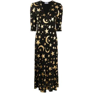 star-print midi dress