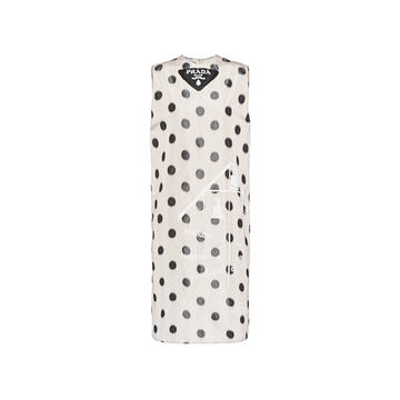 Dot Print Embroidered Silk Dress