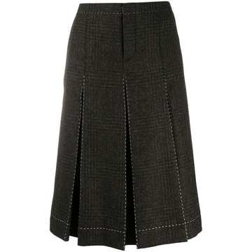 check-print pleated skirt