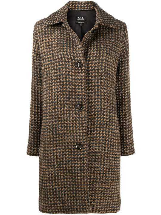 Woven Check single-breasted coat展示图