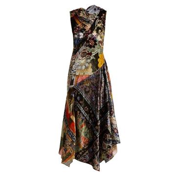 Reza floral-print velvet gown