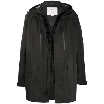 layered padded raincoat