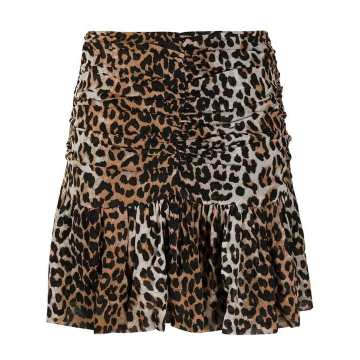 leopard-print ruched skirt