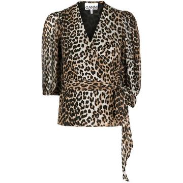 leopard-print wrap top