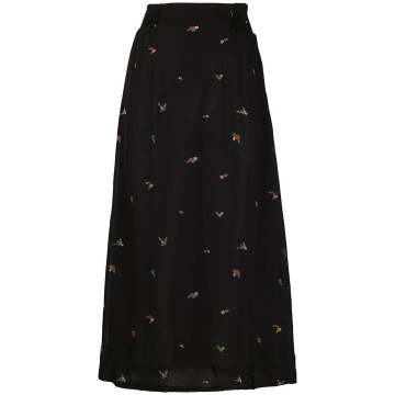 high-waisted floral skirt