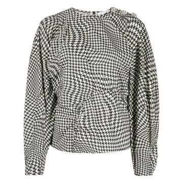 houndstooth-print blouse