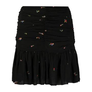 floral-print ruched skirt