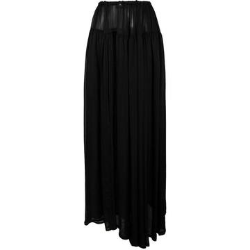 full-length semi-sheer silk skirt