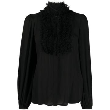 ruffled balloon-sleeve top