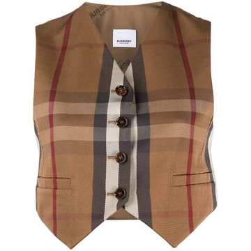 cropped vintage check waistcoat