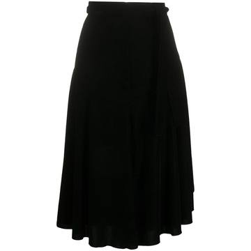 velvet wrap midi skirt