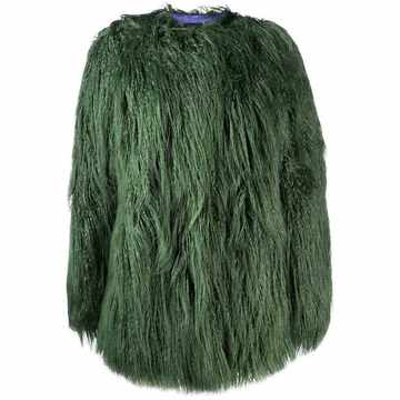 textured shag-trim coat