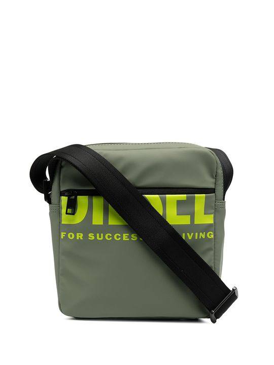 logo-print rubberised messenger bag展示图