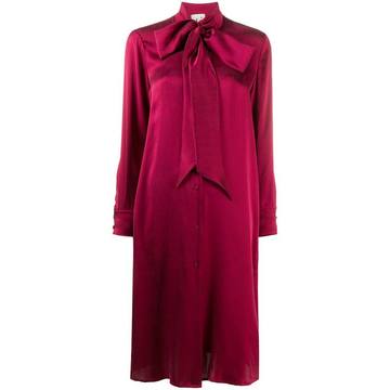 pussy-bow silk shirt dress