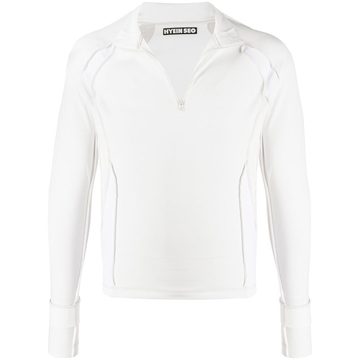 tonal panelled zip-neck top