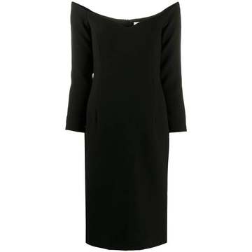 long-sleeved knitted midi dress