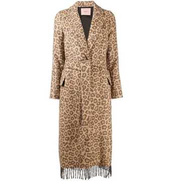 animal print jacquard coat