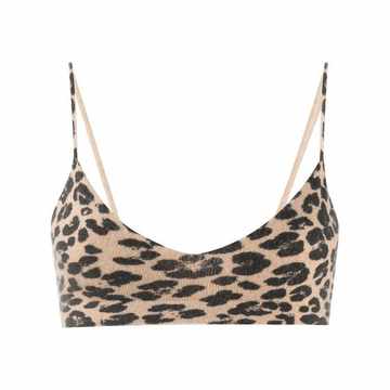 knitted leopard-print bralette