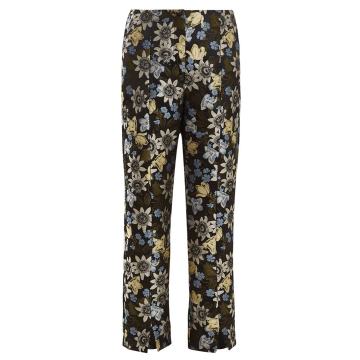 Syrah floral-jacquard cropped trousers
