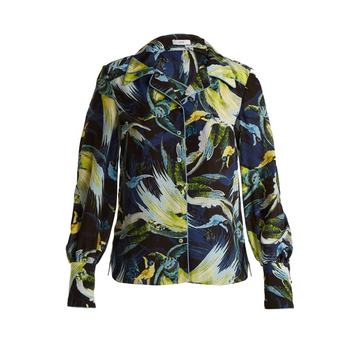 Fae Night Bird-print silk crepe de Chine shirt