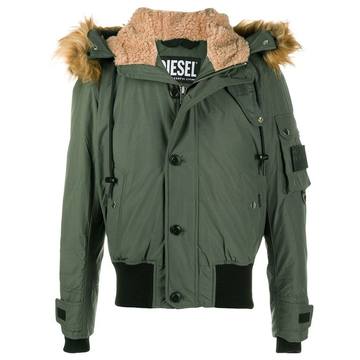 faux fur-trimmed padded jacket