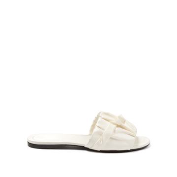 Ellen ruched-front satin slides