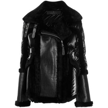 shell-panelled shearling coat