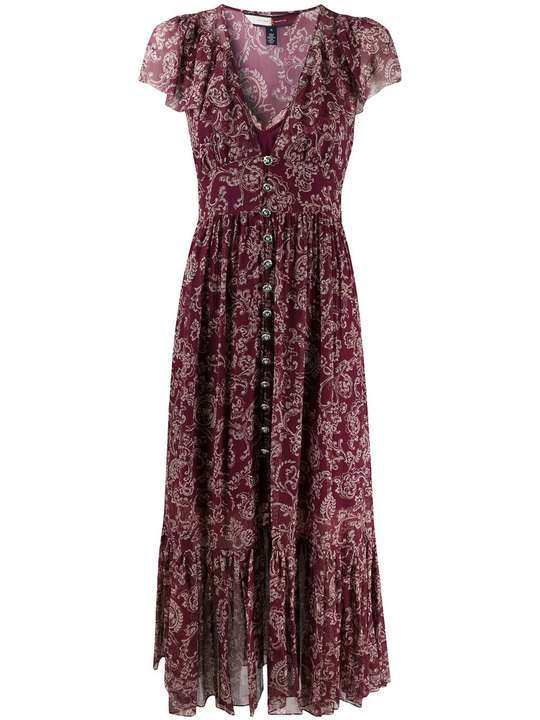 embroidered silk maxi dress展示图