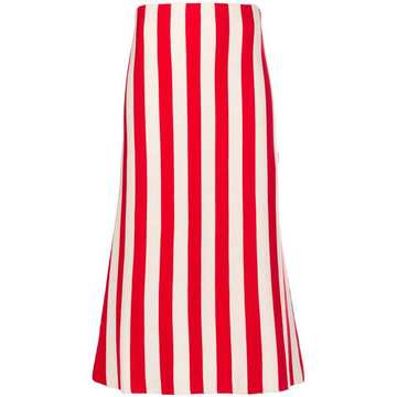 striped cotton midi skirt