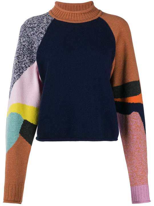 colour-block mock-neck jumper展示图