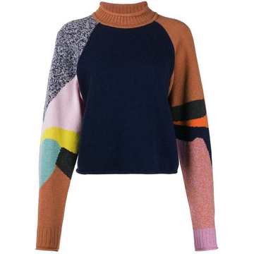 colour-block mock-neck jumper