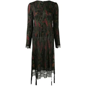 paisley-print long-sleeved midi dress