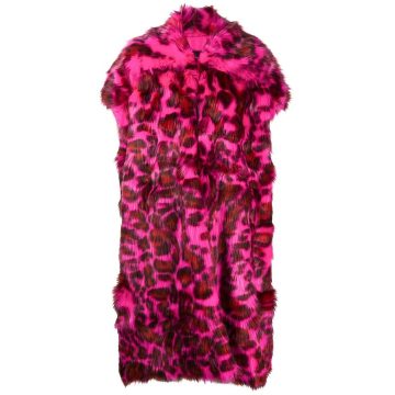 leopard print sleeveless coat