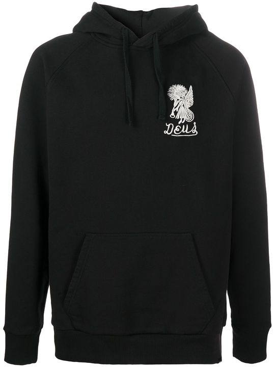 logo print drawstring hoodie展示图