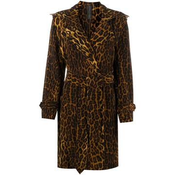 leopard-print belted coat