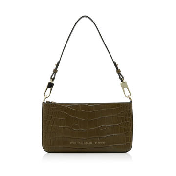 Croc-Effect Leather Shoulder Bag