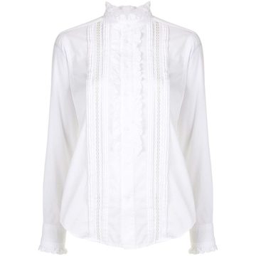 high neck ruffled shirt