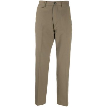 beige straight-leg trousers