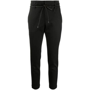 belted slim-fit trousers