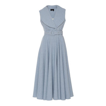 Notched Collar Midi Dress