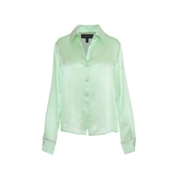 Crystal-Embellished Satin-Effect Silk Shirt