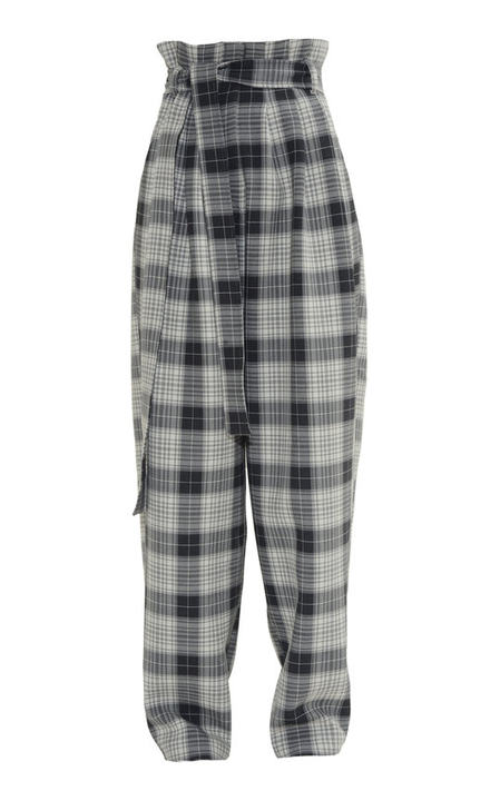 High Waist Peg Checkered Wool Pants展示图