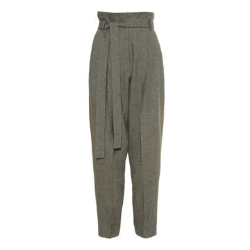 High Waist Peg Khaki Tweed  Pants