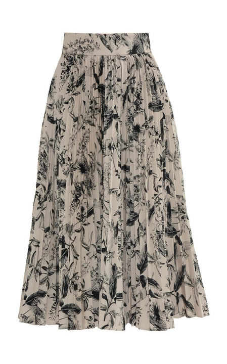 Floral Printed  Pleated Mid Length Skirt展示图