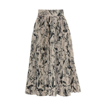 Floral Printed  Pleated Mid Length Skirt