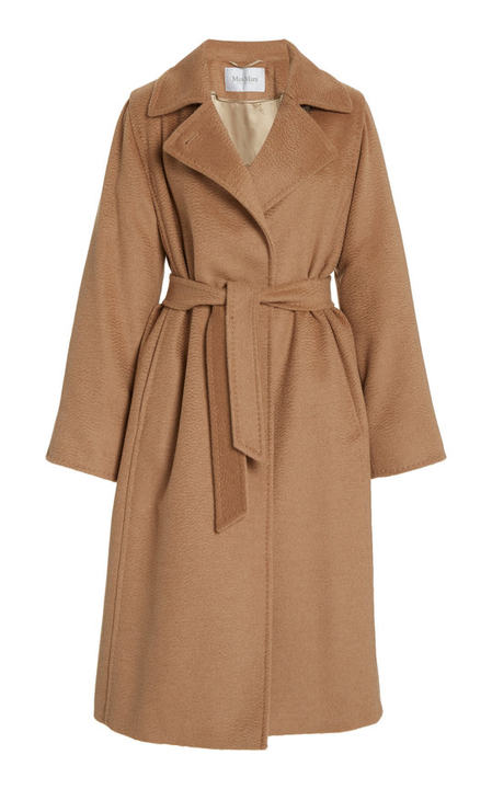 Manuela Belted Camel Wool Trench Coat展示图